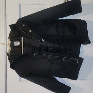 Kids Gap black 3/4 coat with hood.